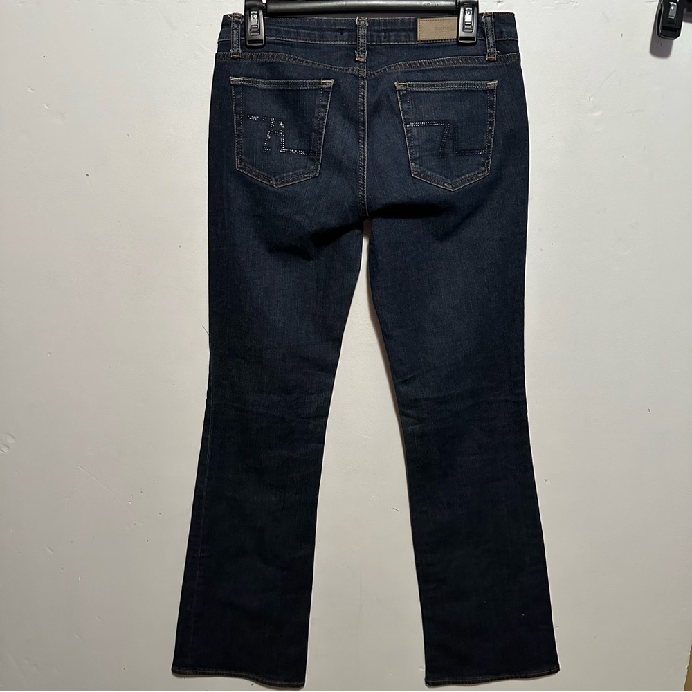 Zara Woman Mid Rise Flare Jeans Dark Wash